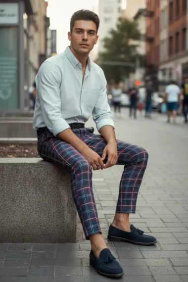 Pantaloni barbati eleganti in carouri B1745 B15-4